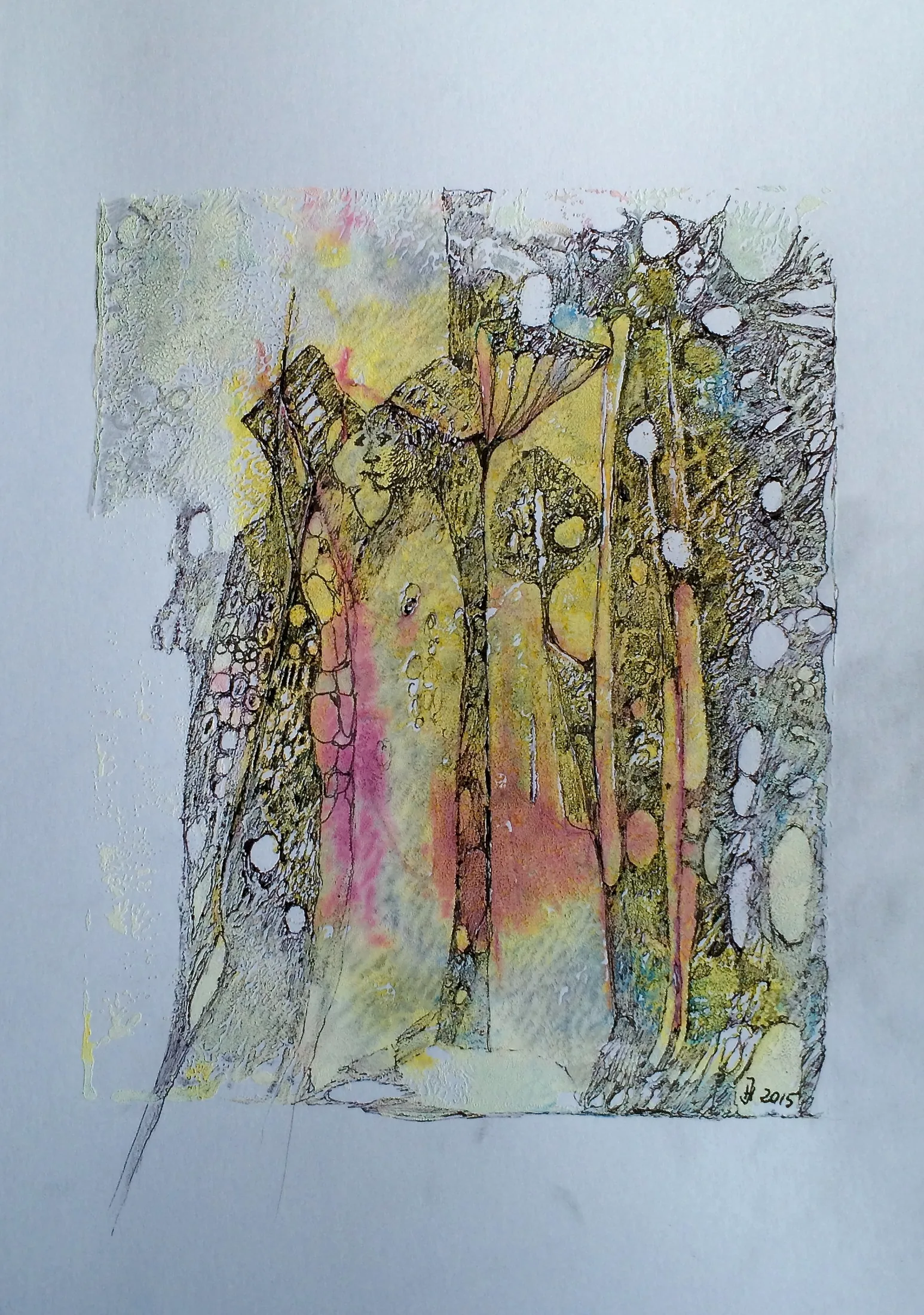 vertraulich,acryl,tusche auf papier,din a 4,2015